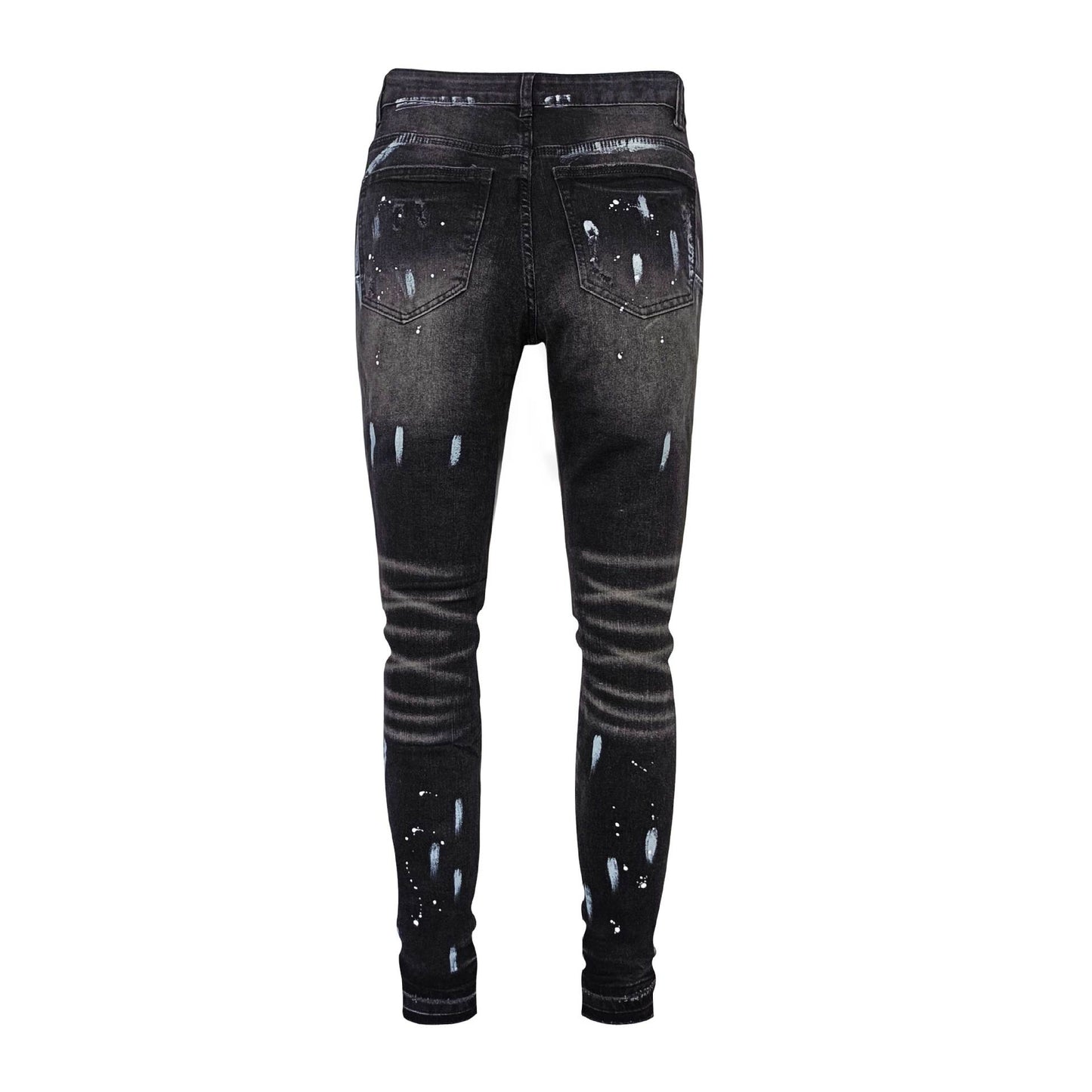 The Paint Splatter — Men's Straight-Leg Paint Splatter Stretch Denim Jeans