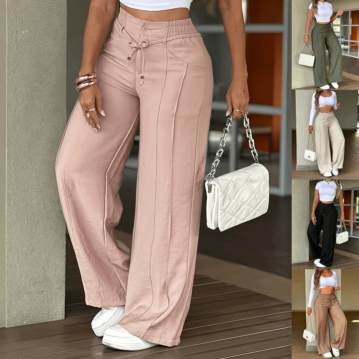 Wanderer Wide-Leg Trousers - high-waisted wide-leg trousers, front view