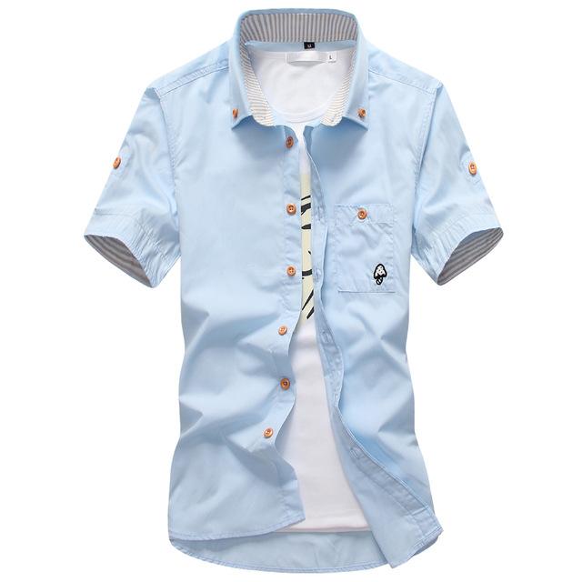 Men's Embroidered Short Sleeve Shirt, Slim Fit worn, styled view — Undefyning Lynes (5 of 10)