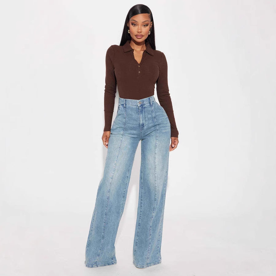 Harbor Straight-Leg Jeans - waistband detail