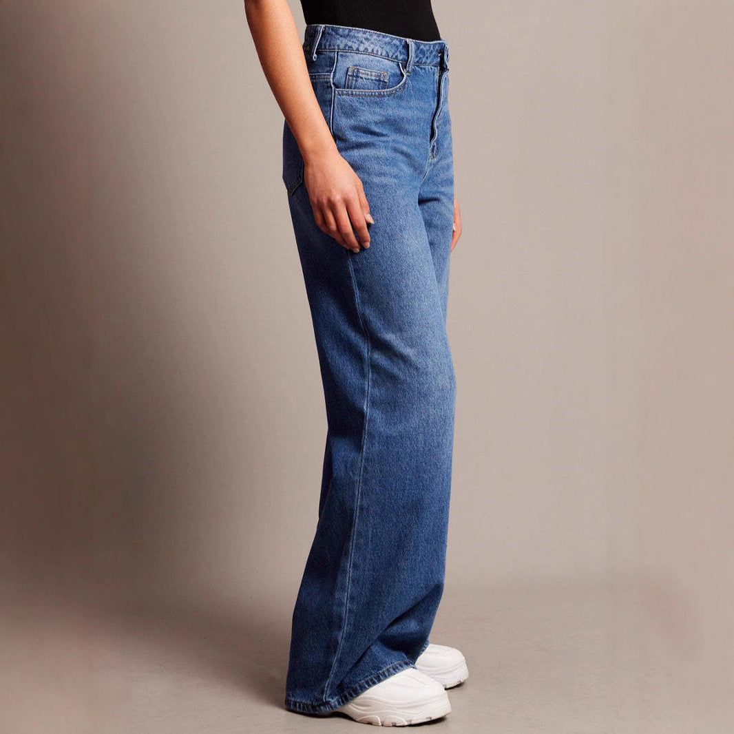 Retro Wash Wide-Leg Jeans in black
