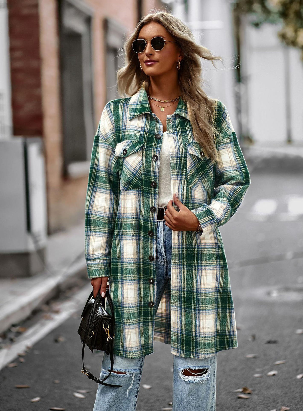 Rowan Long Plaid Coat, view 4