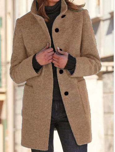 Women's Stand Collar Coat - lifestyle photo
