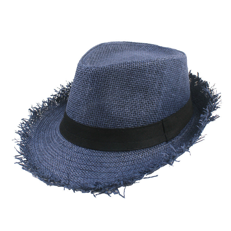 Woven Straw Top Hat — worn on model