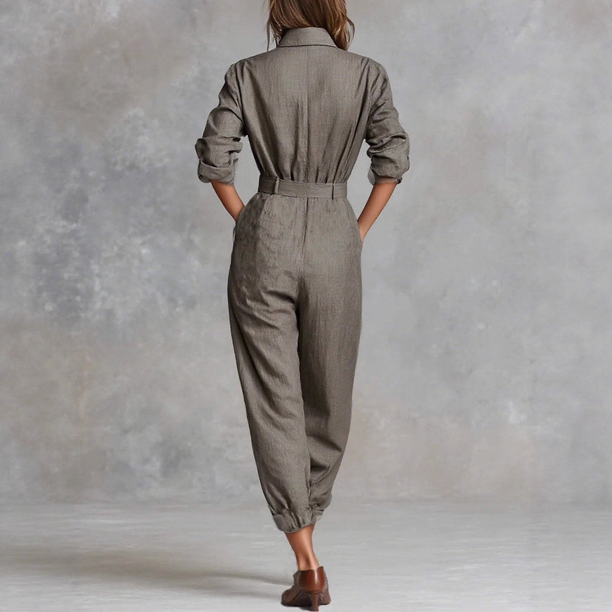 Ashton Lapel Jumpsuit in gray, view 4