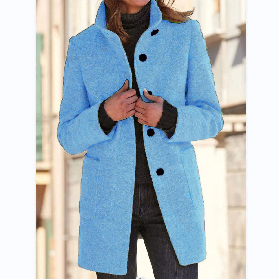 Women's Stand Collar Coat - detail close-up
