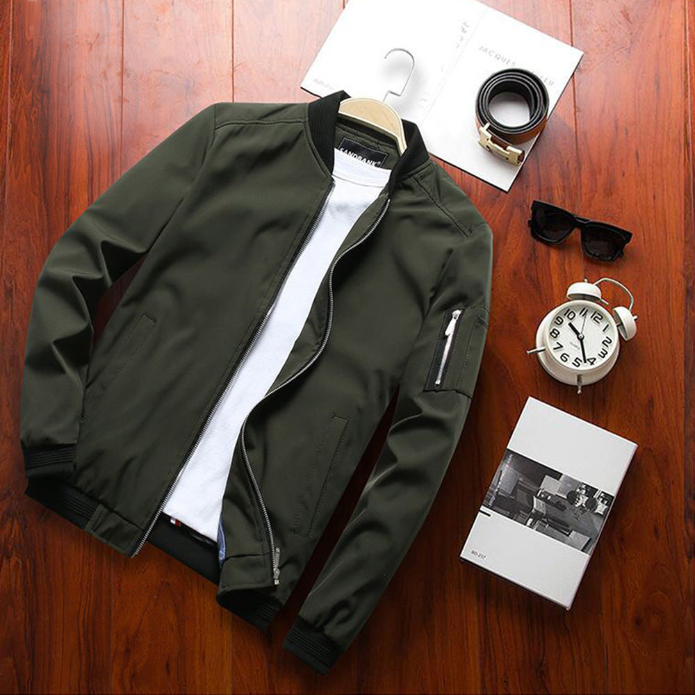 Men's Varsity Baseball Jacket worn, styled view — Undefyning Lynes (4 of 10)