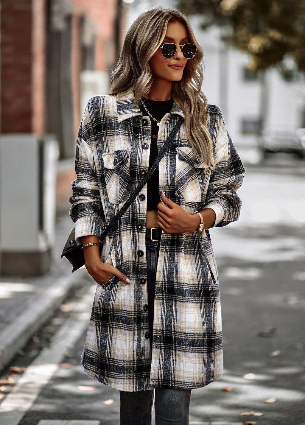 Rowan Long Plaid Coat, view 3