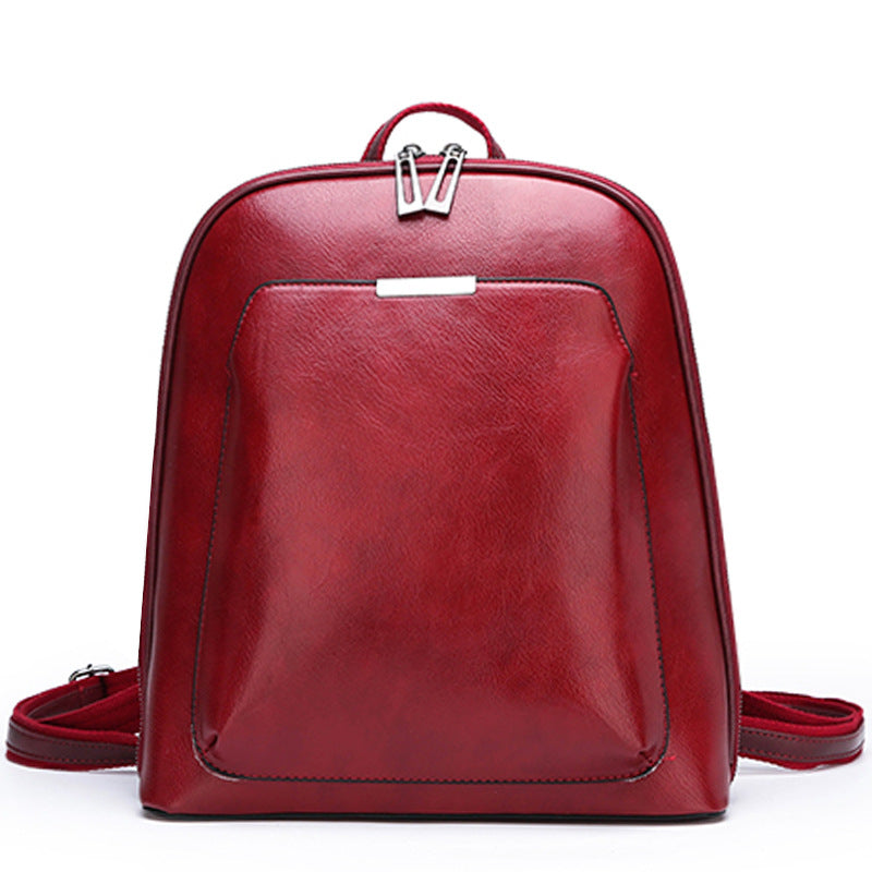 Structured PU Leather Backpack — front view, Black