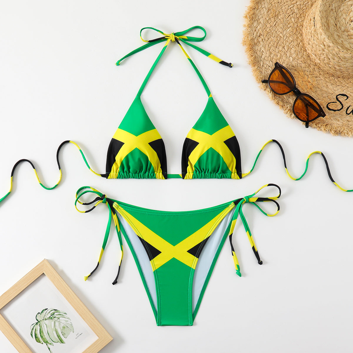 Kingston Flag-Print Triangle Bikini, view 5