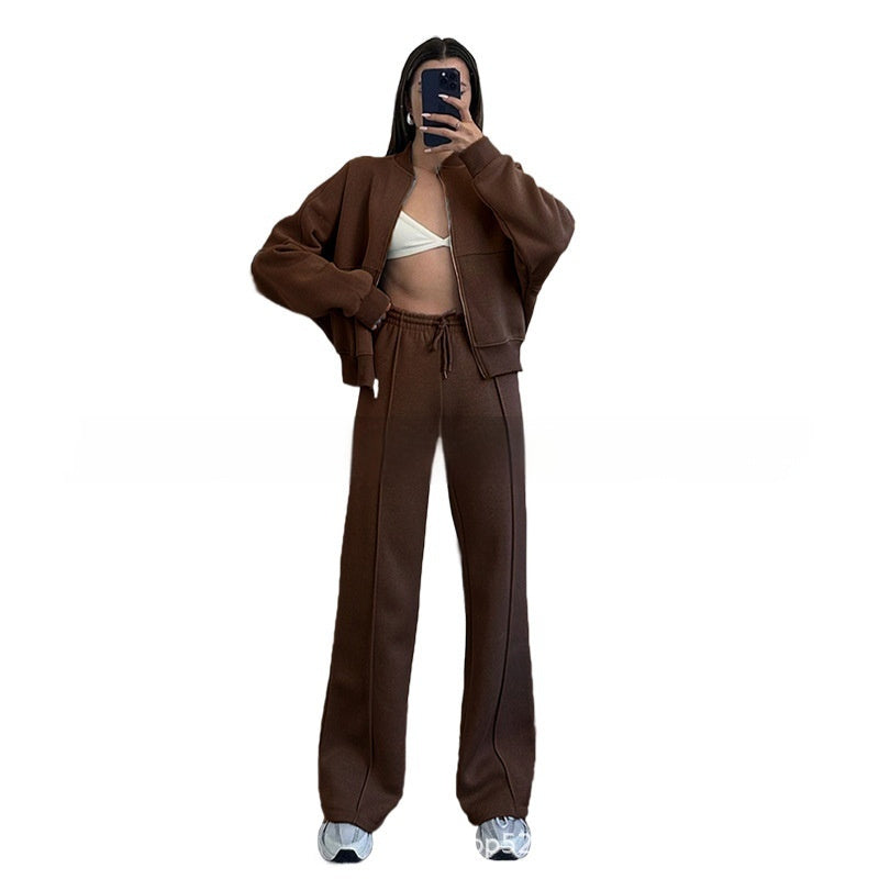 Zip-Front Wide-Leg Set - zipper detail