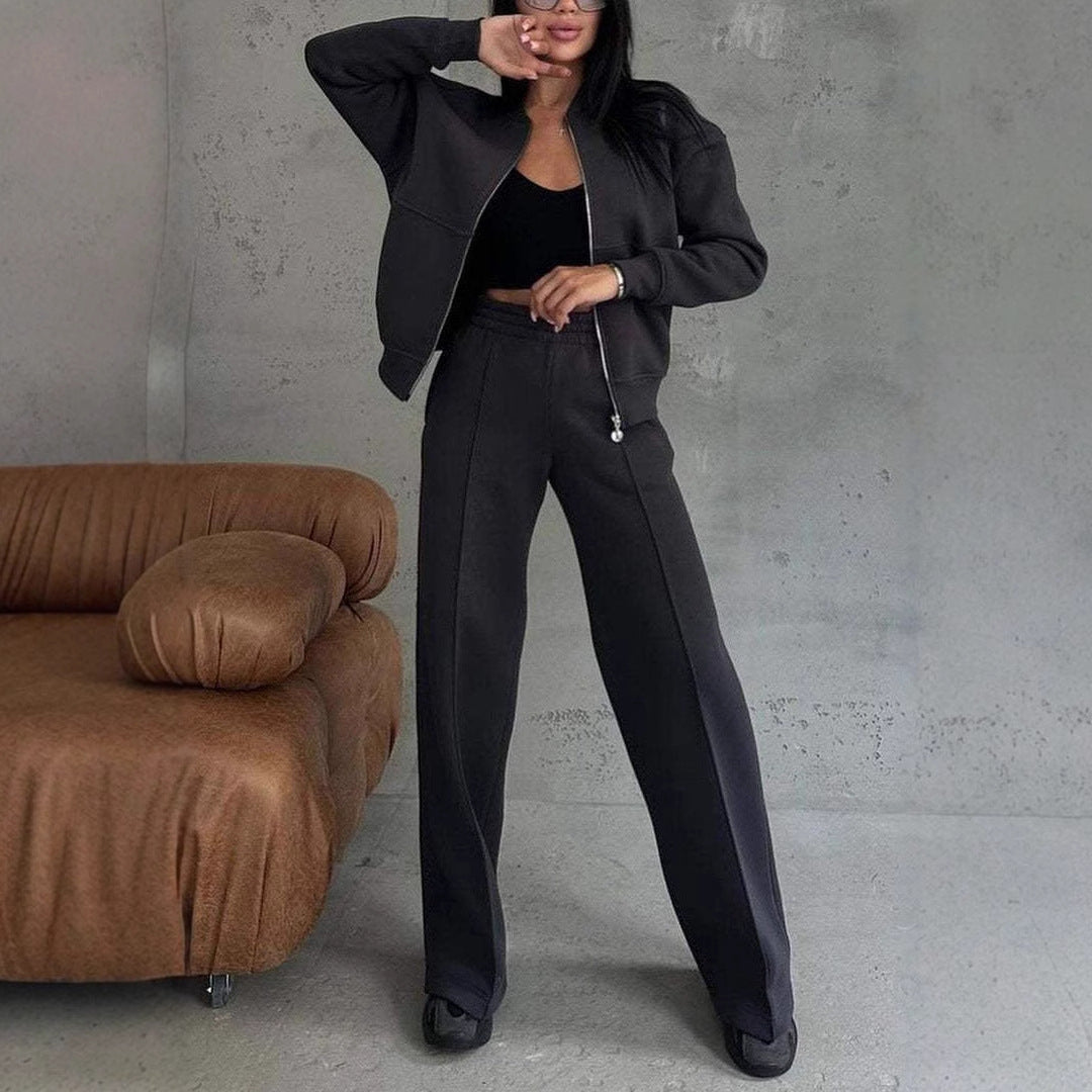 Zip-Front Wide-Leg Set - wide-leg pants detail