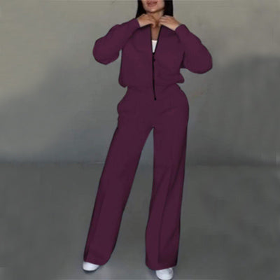 Zip-Front Wide-Leg Set - back view