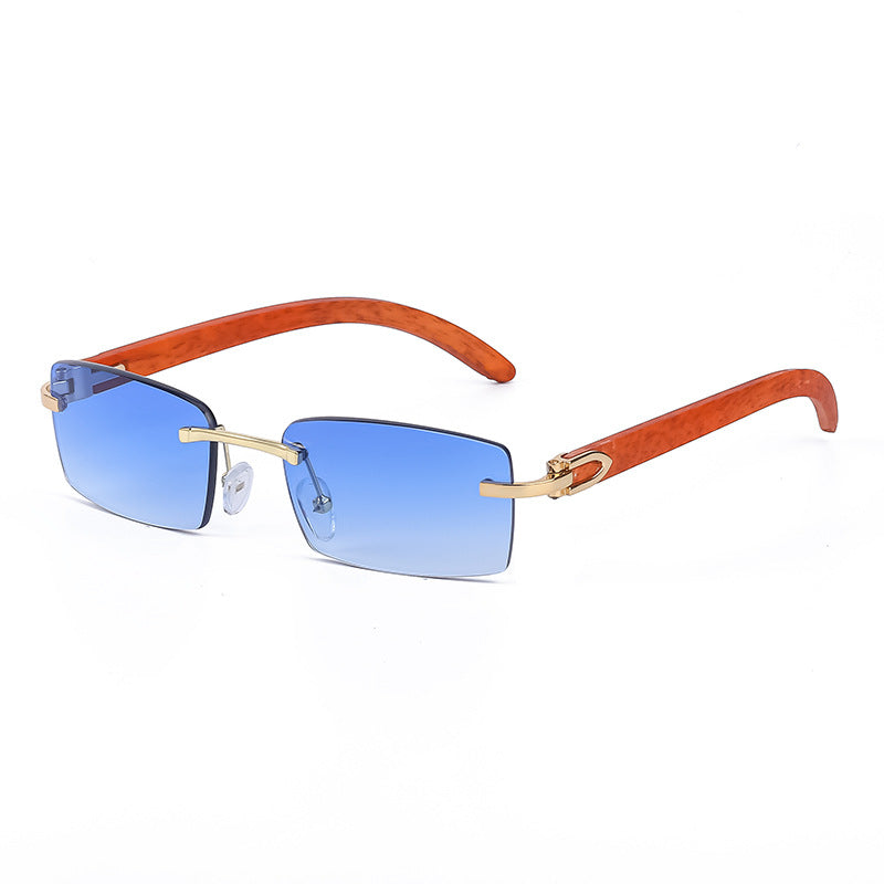 Frameless Diamond-Trim Sunglasses in tea/ash