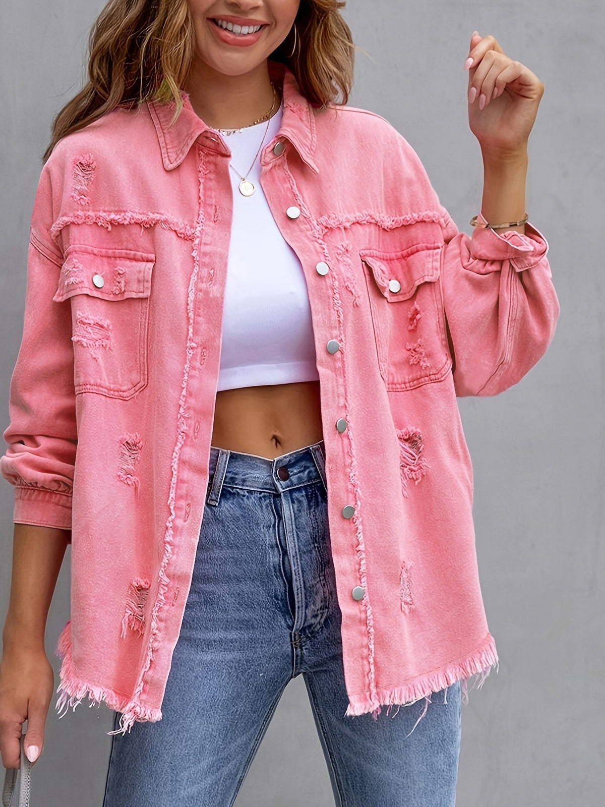 Rustic Ripped Shirt Jacket, view 11