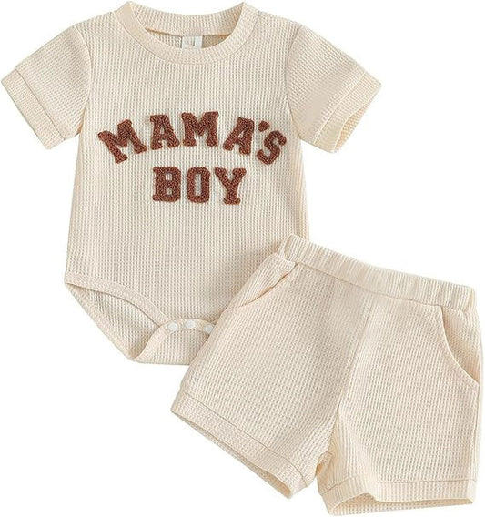 Undefyning Lynes boys casual two-piece short-sleeve summer set with breathable fabric and playful design for little boys.