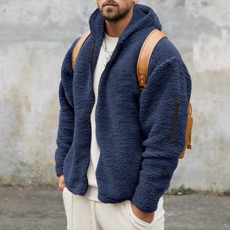 Men's Plush Fleece Zip Jacket, Loose Fit — zipper detail — Undefyning Lynes (3 of 10)