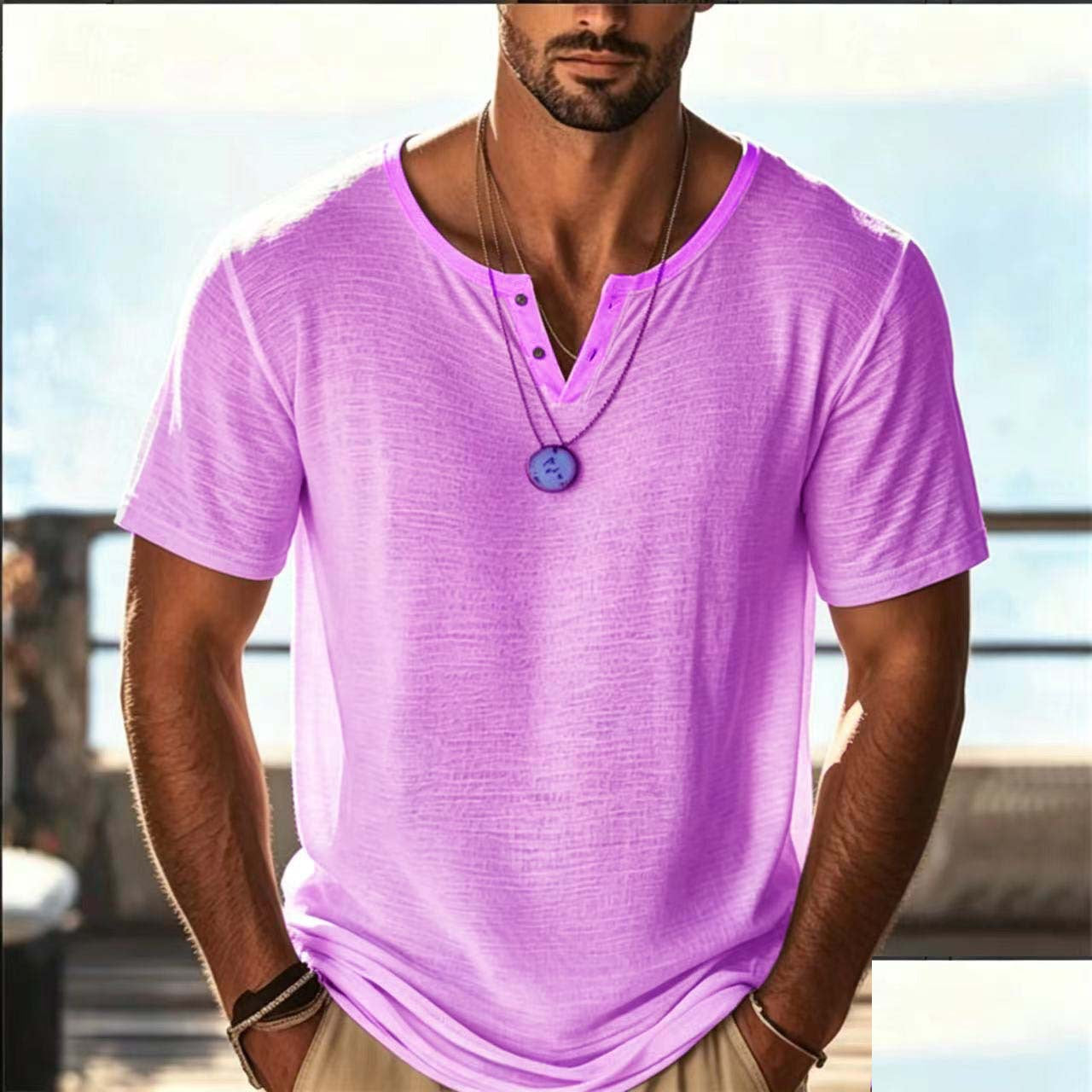 Solid Color Summer Tee in beige