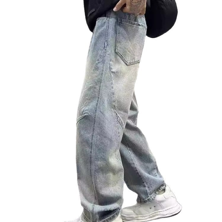Rebel Washed Straight Jeans - back view
