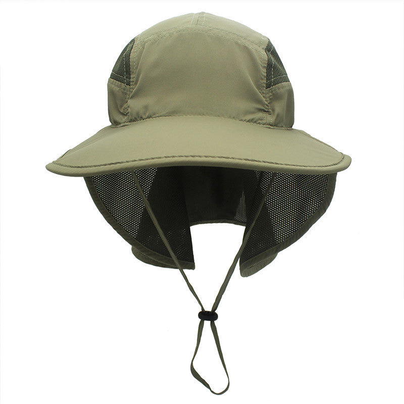 Foldable Fishing Hat with Neck Cape in army green