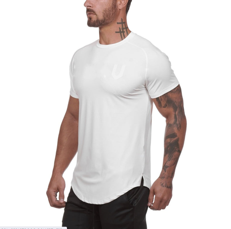 Men's Plain Fitness Gym Shirt, Cotton Blend — collar detail — Undefyning Lynes (9 of 10)