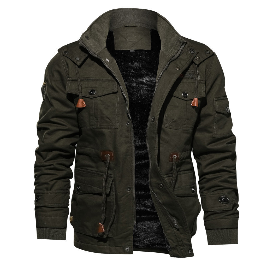 Zip-Up Winter Coat with Detachable Hood — pocket detail