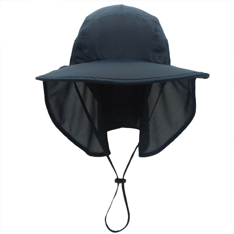 Foldable Fishing Hat with Neck Cape in dark blue