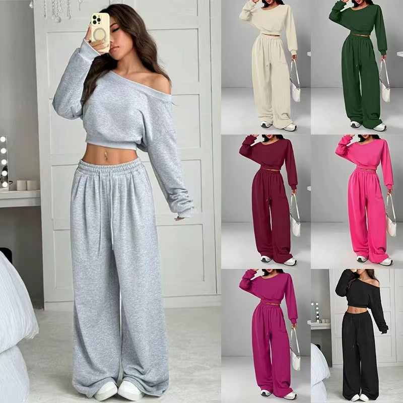 One-Shoulder Knit Two-Piece Set - front view