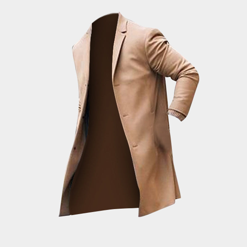 Men's Slim Fit Long Trench Coat worn, styled view — Undefyning Lynes (4 of 7)