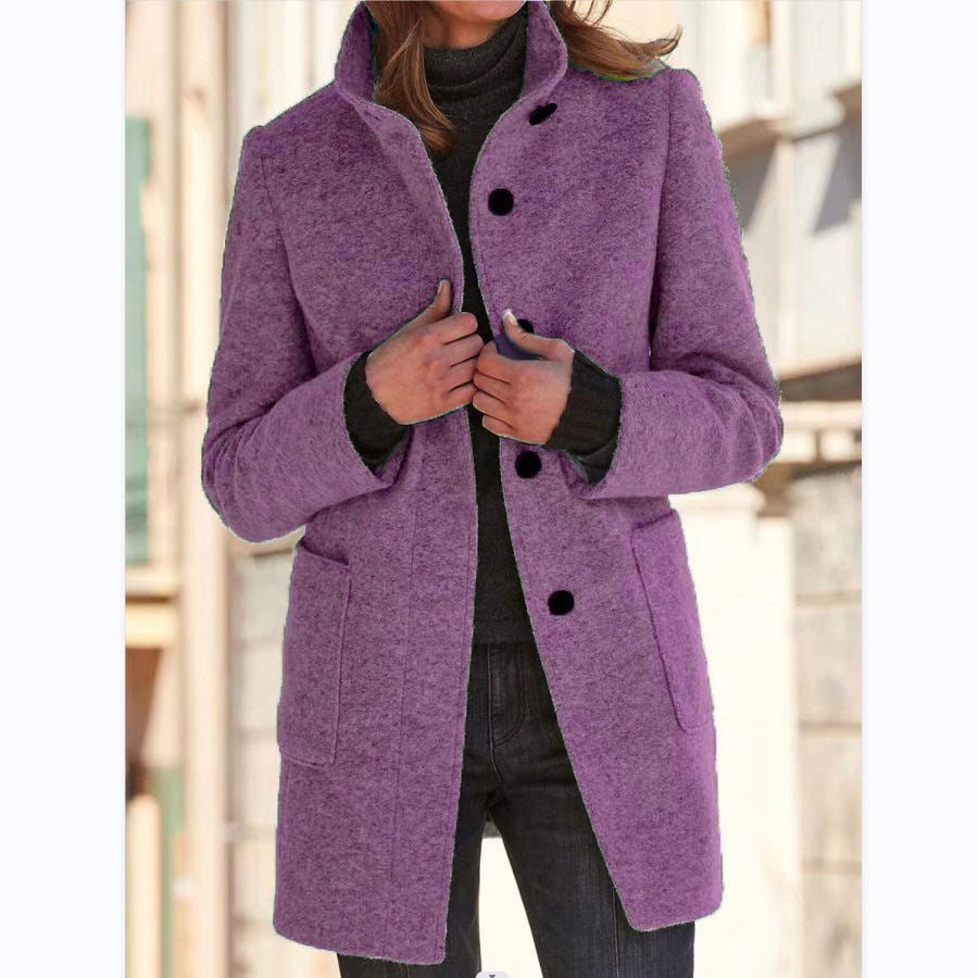 Women's Stand Collar Coat - side view