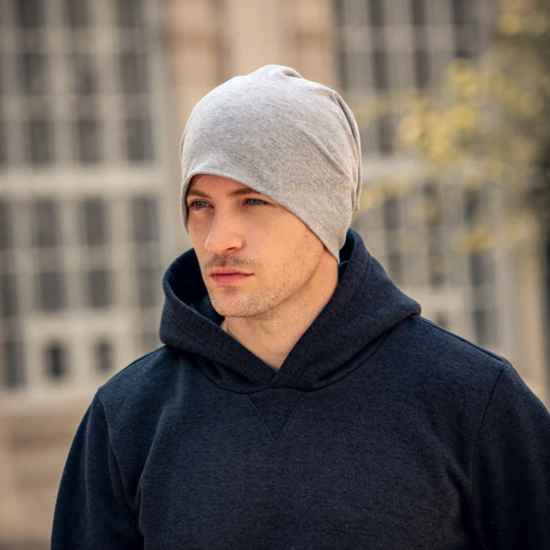 Cotton Rolled-Brim Beanie in dark grey