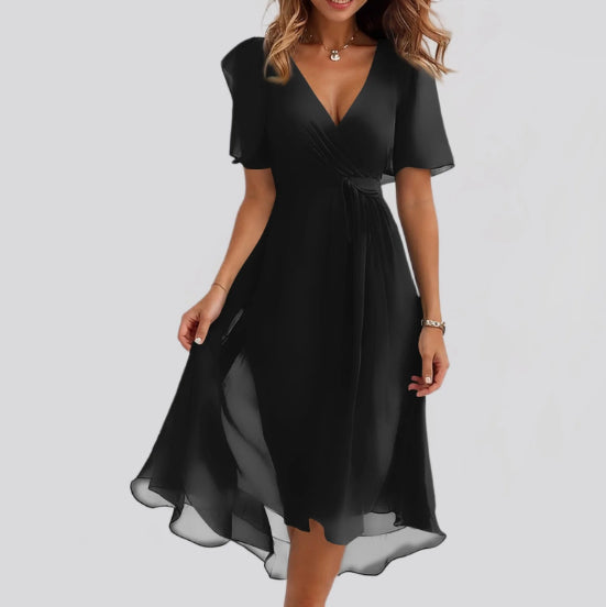 Breezy Chiffon Midi Dress in pink