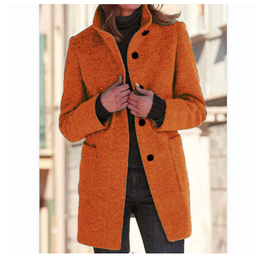 Women's Stand Collar Coat - additional angle