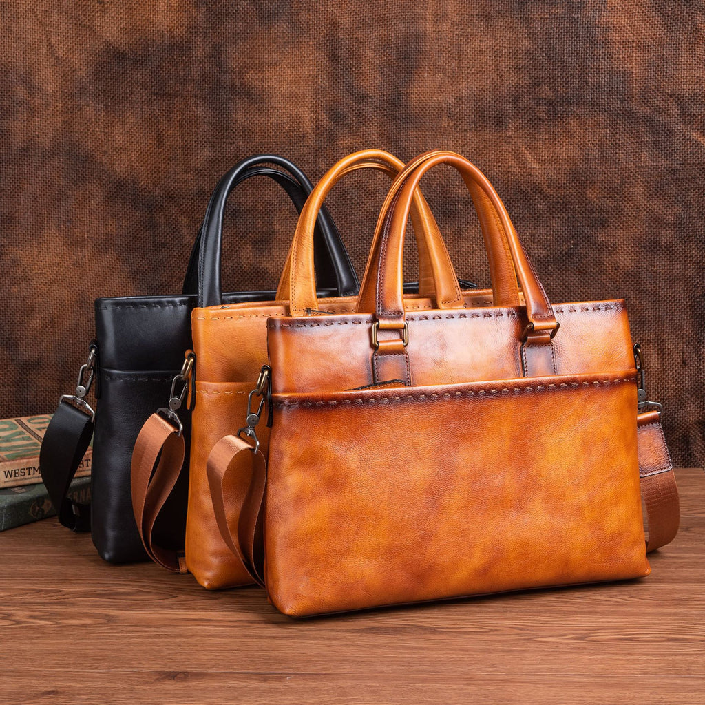 Full-Grain Leather Handbag - front view