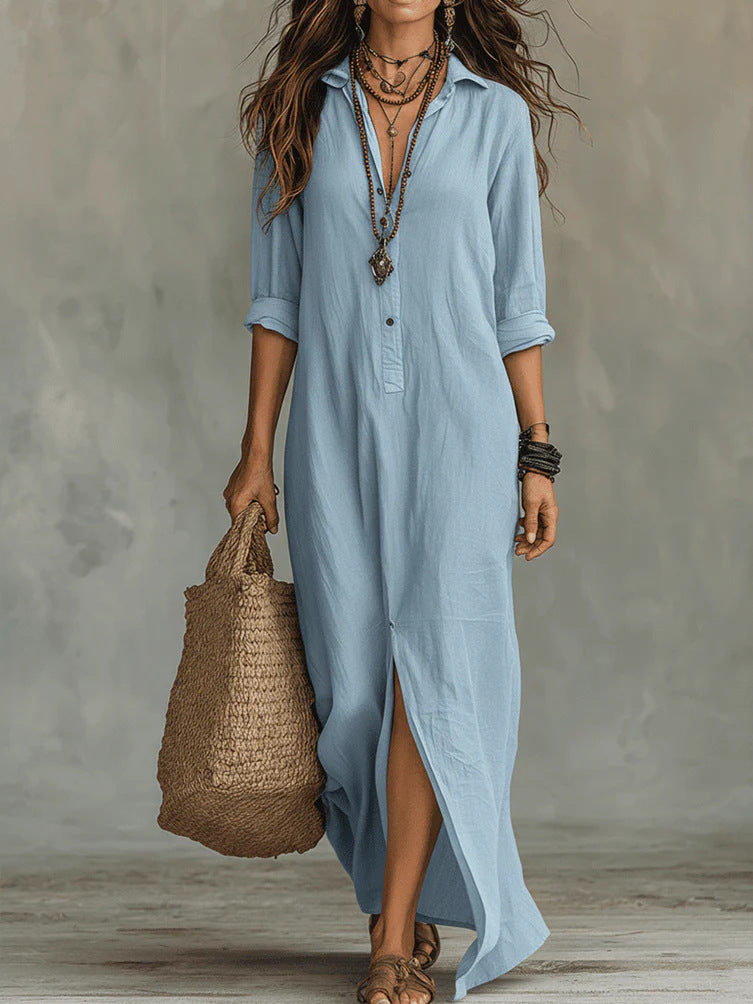 Solstice Lapel Maxi Dress, view 12
