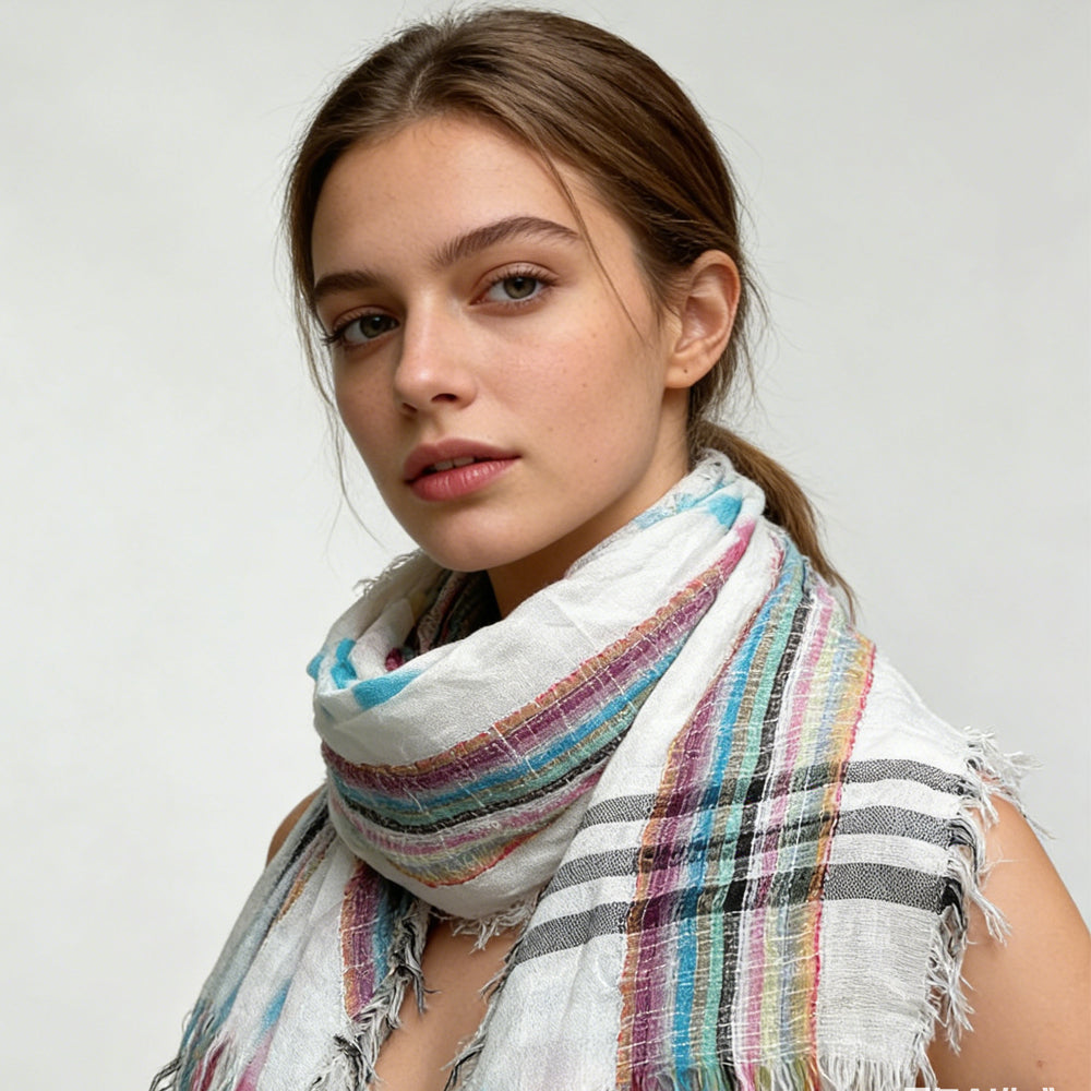 Prism Striped Fringe Scarf, view 4
