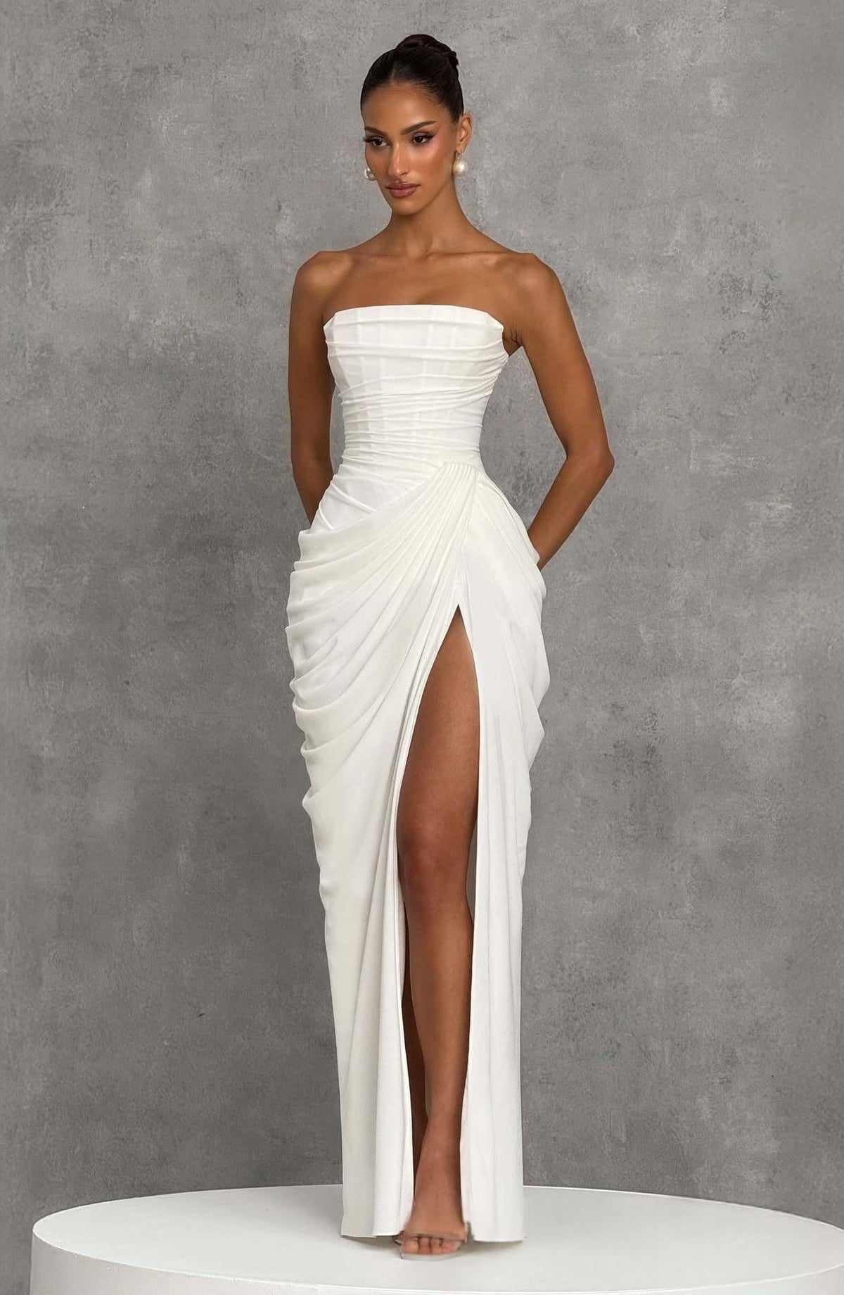 Reverie Strapless Slit Dress - back view