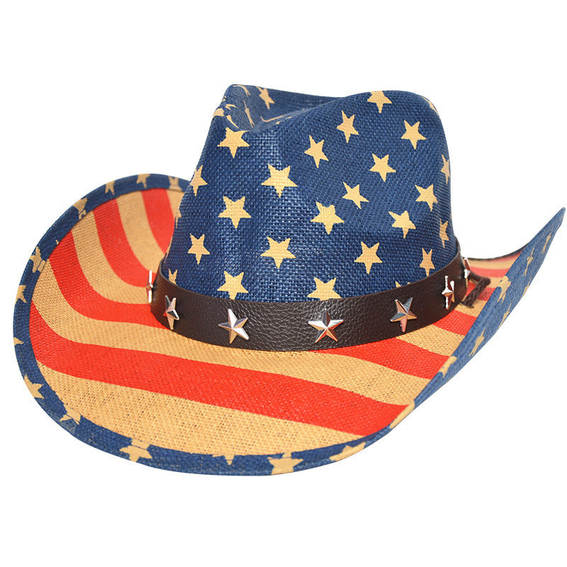 Star Cowboy Straw Hat in black