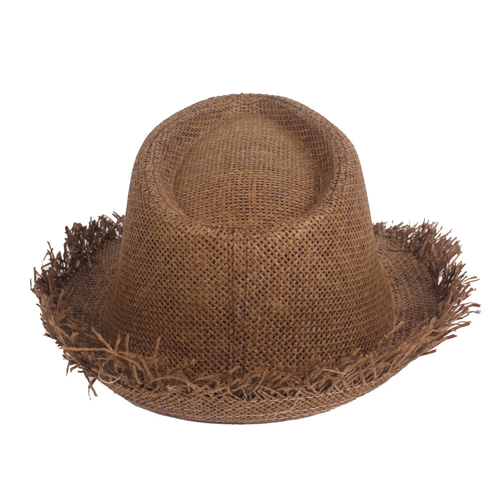 Woven Straw Top Hat — side profile