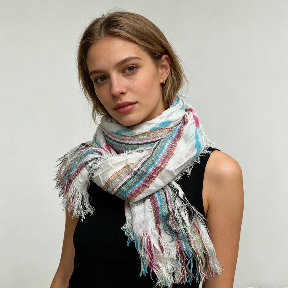 Prism Striped Fringe Scarf, view 6