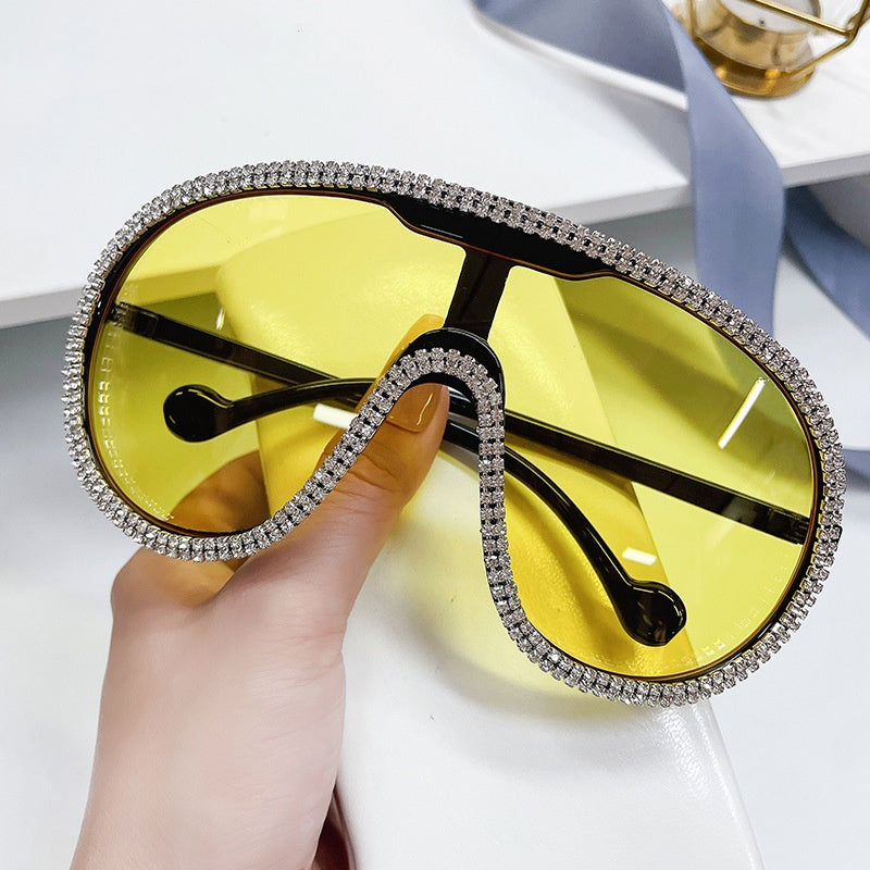 Rhinestone-Embellished Sunglasses - rhinestone brow detail