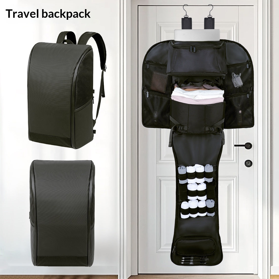 Business Travel Leather Backpack - front view