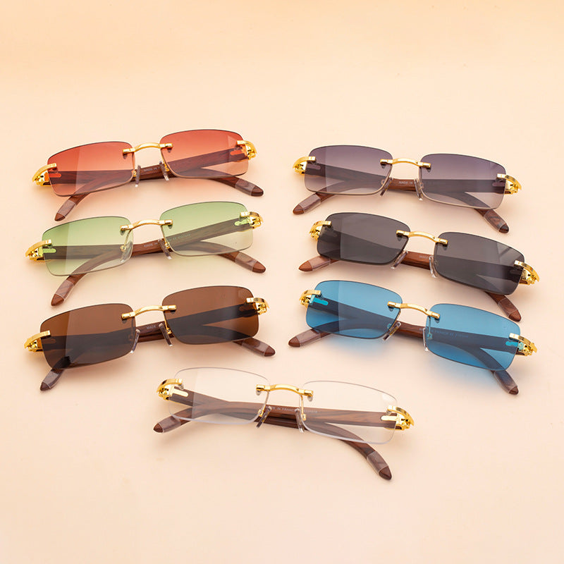 Drift Wood-Frame Sunglasses, mirrored square lens — Undefyning Lynes (1 of 6)