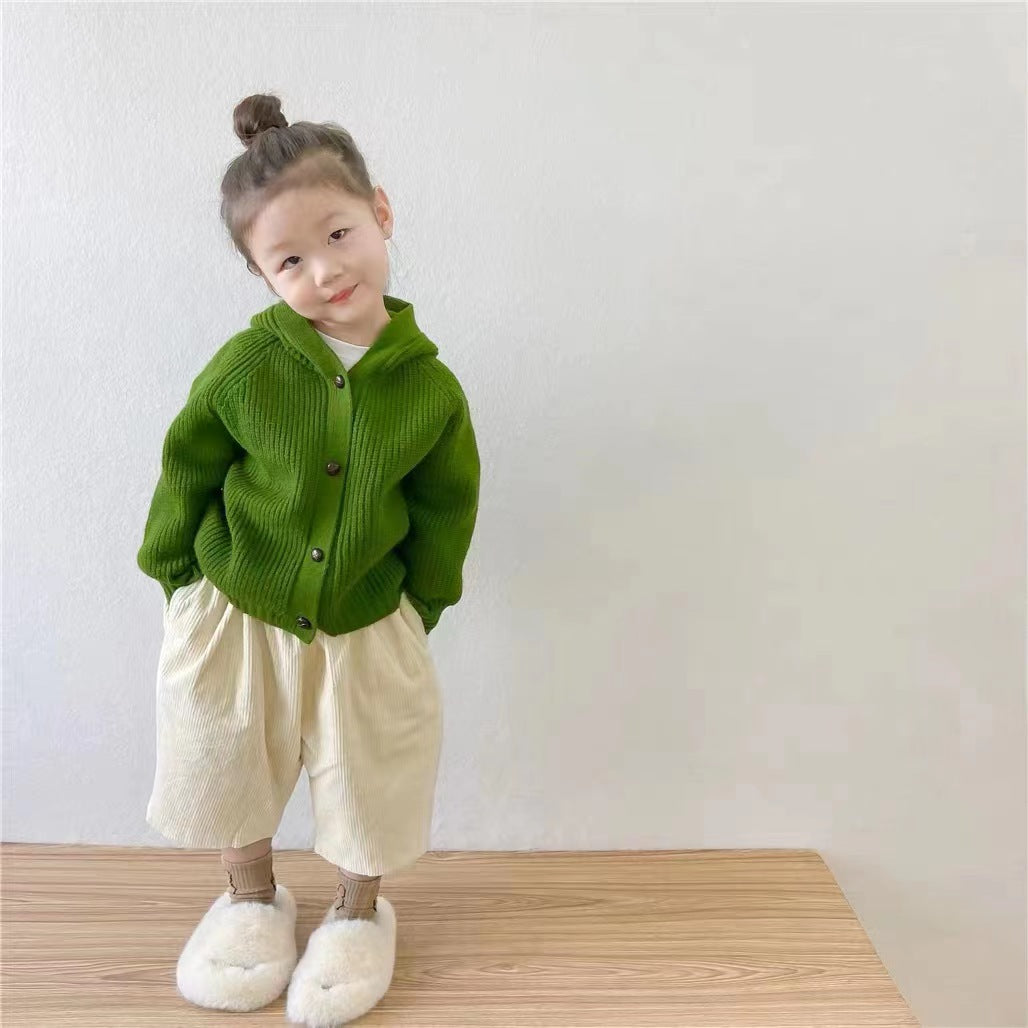 Kids' cozy knit hooded cardigan by Undefyning Lynes, soft and stylish, perfect for everyday wear and adventures.