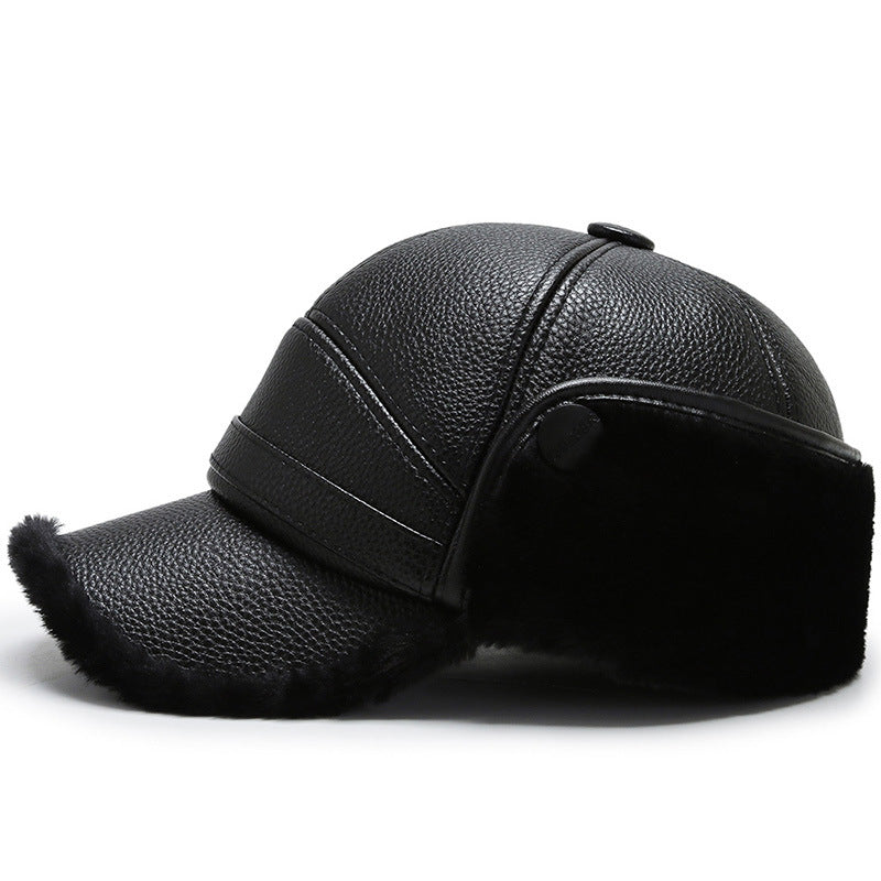 Faux Leather Dome Cap in black