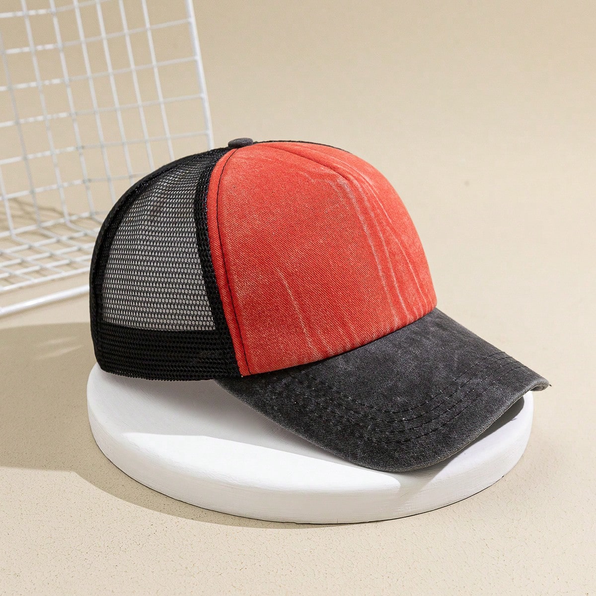 Two-Tone Mesh Trucker Cap - mesh back panel detail