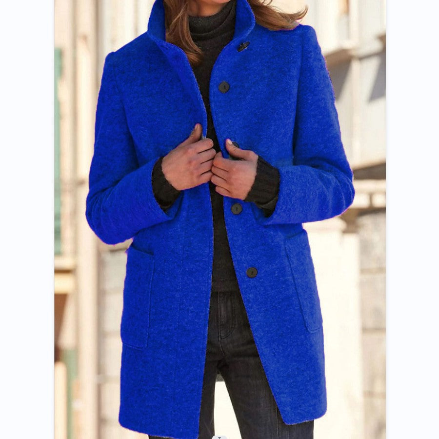 Women's Stand Collar Coat - pocket detail