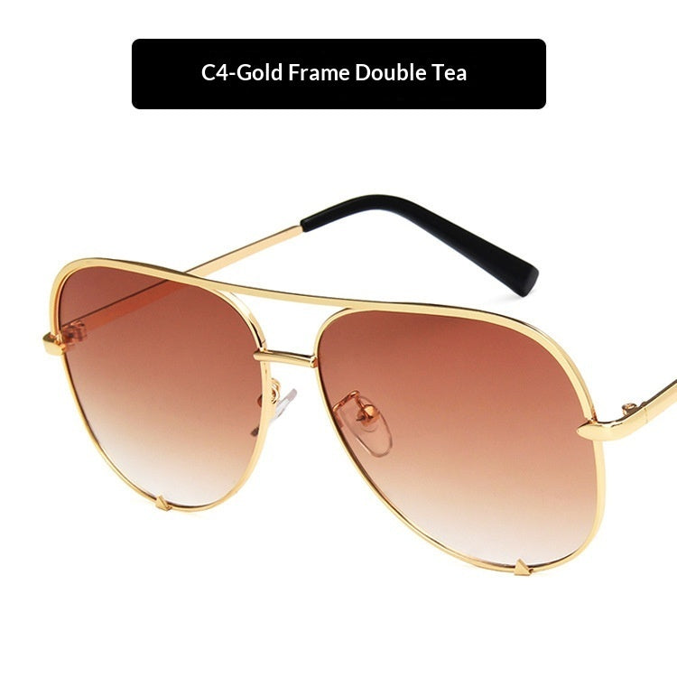 Double-Bridge Metal Sunglasses - color options