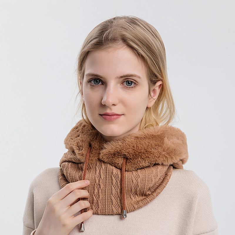 Plush Knit Scarf Hat - scarf detail