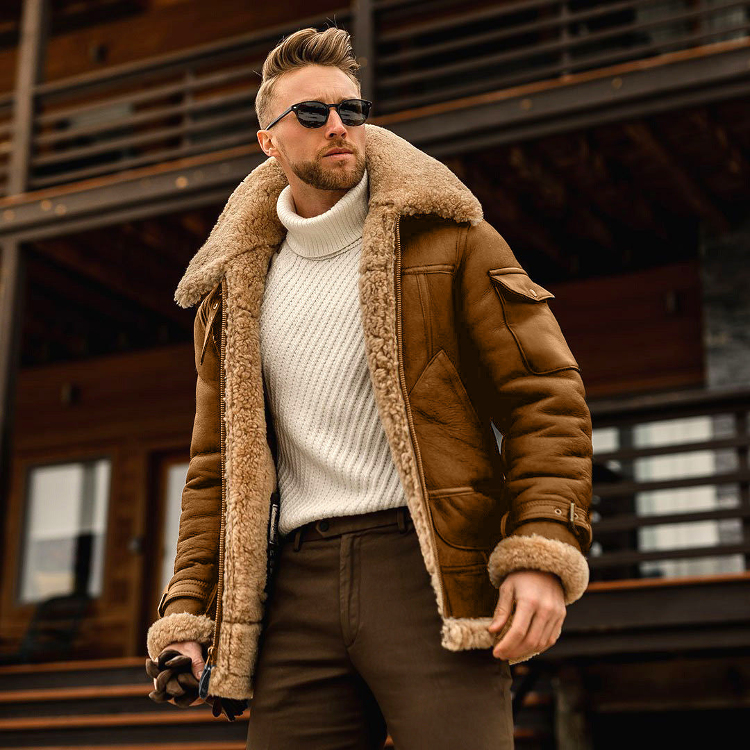 Sentinel Fur-Collar Field Jacket in cocoa